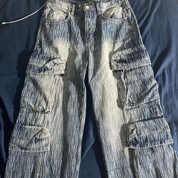 AMIRI Blue Relaxed Fit Jeans with Distressed Look